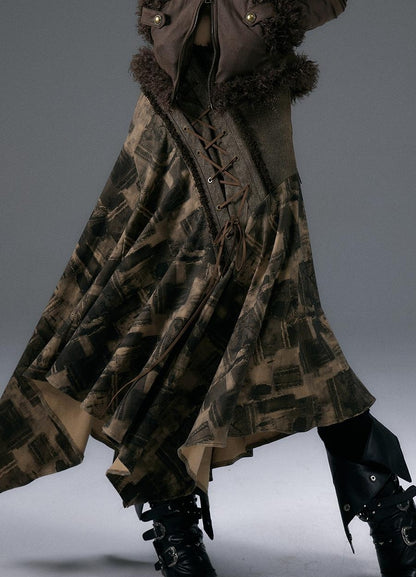 NO ROMANCE Urban Punk Rock Studded Asymmetrical Long Dresses