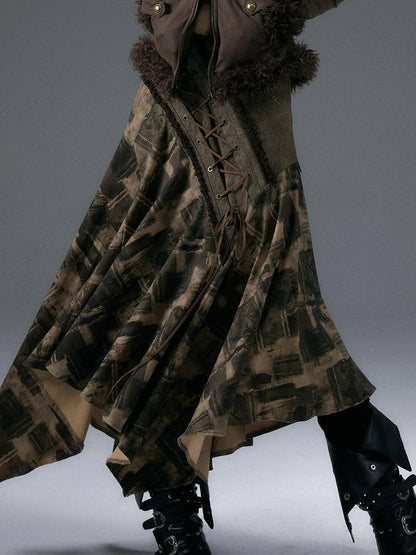 Urban Punk Rock Studded Asymmetrical Long Dresses