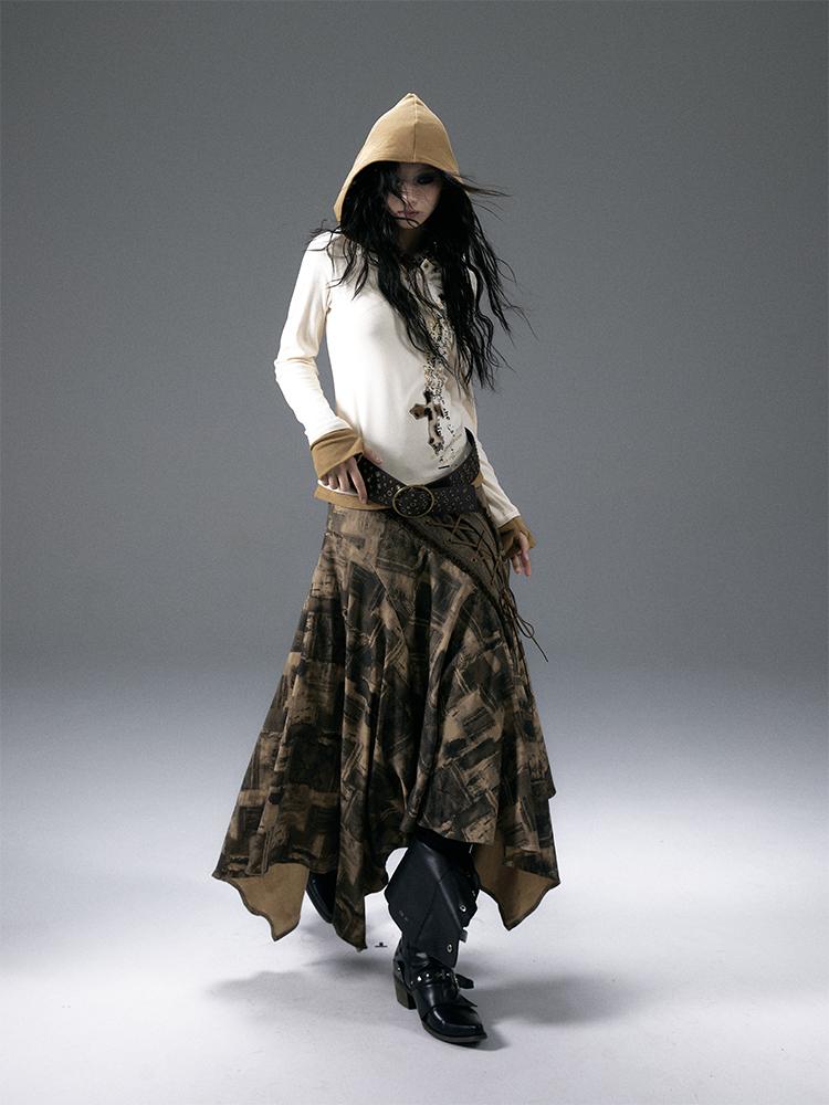 NO ROMANCE Urban Punk Rock Studded Asymmetrical Long Dresses