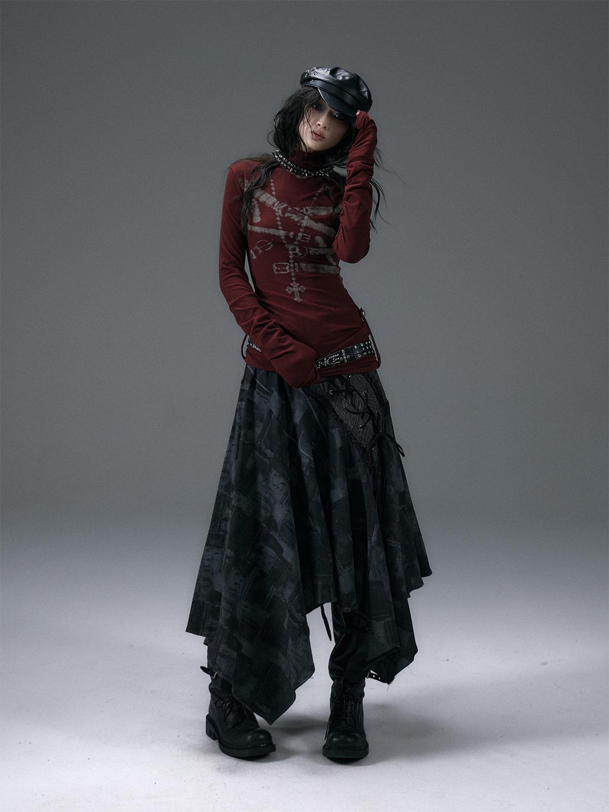NO ROMANCE Urban Punk Rock Studded Asymmetrical Long Dresses