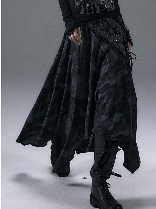 NO ROMANCE Urban Punk Rock Studded Asymmetrical Long Dresses