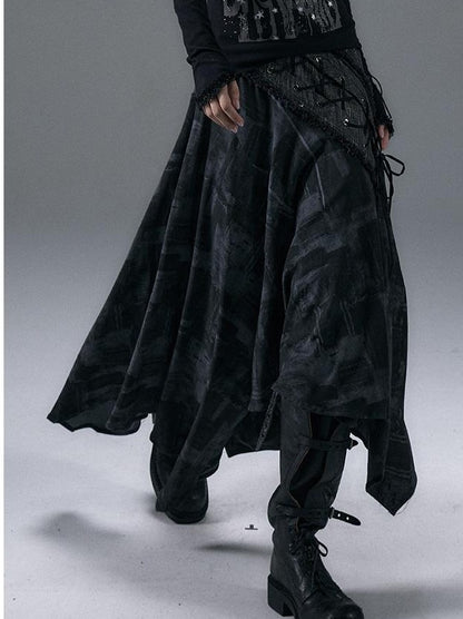 NO ROMANCE Urban Punk Rock Studded Asymmetrical Long Dresses