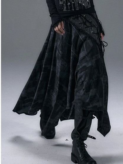 Urban Punk Rock Studded Asymmetrical Long Dresses