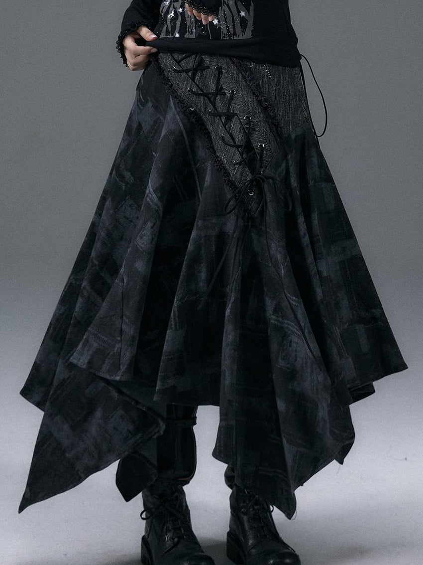 NO ROMANCE Urban Punk Rock Studded Asymmetrical Long Dresses