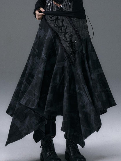 NO ROMANCE Urban Punk Rock Studded Asymmetrical Long Dresses