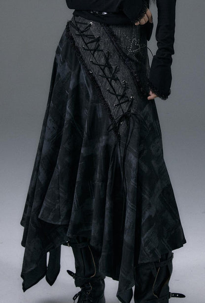 NO ROMANCE Urban Punk Rock Studded Asymmetrical Long Dresses