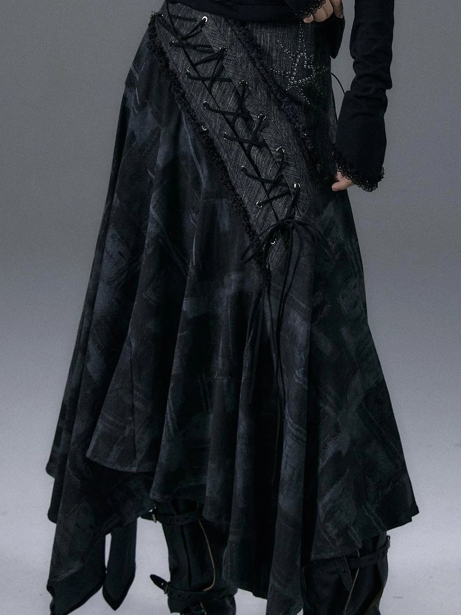 Urban Punk Rock Studded Asymmetrical Long Dresses