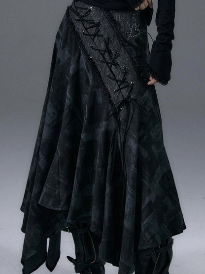 Urban Punk Rock Studded Asymmetrical Long Dresses