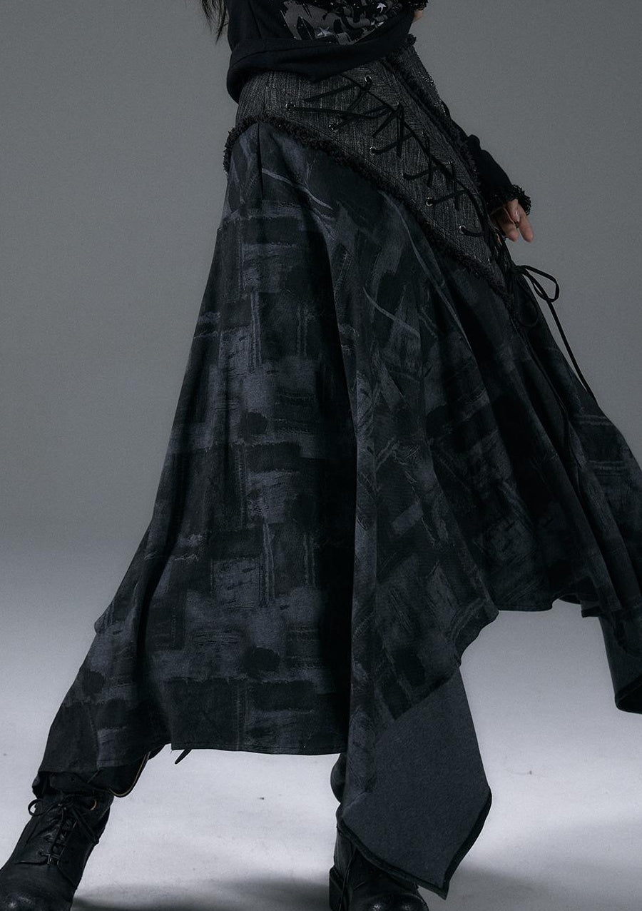 NO ROMANCE Urban Punk Rock Studded Asymmetrical Long Dresses