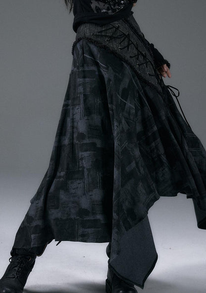 NO ROMANCE Urban Punk Rock Studded Asymmetrical Long Dresses