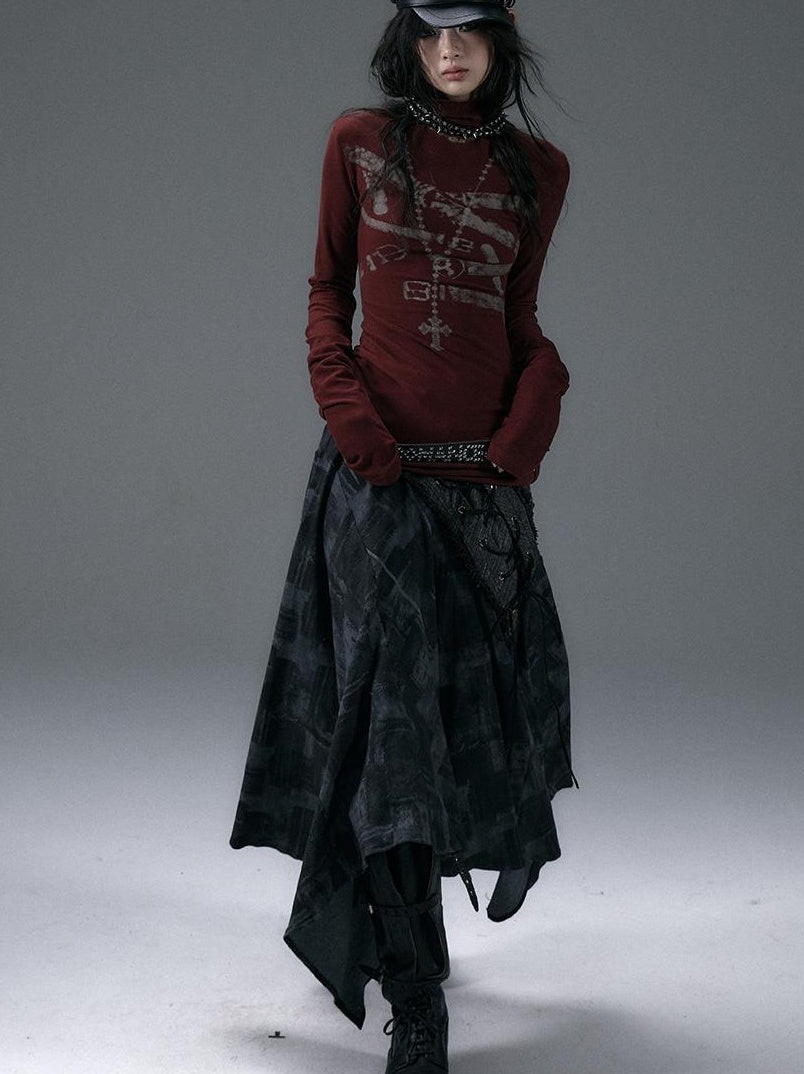 NO ROMANCE Urban Punk Rock Studded Asymmetrical Long Dresses