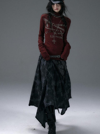 NO ROMANCE Urban Punk Rock Studded Asymmetrical Long Dresses
