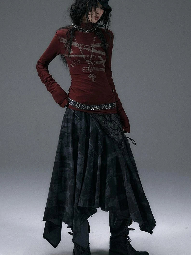 Urban Punk Rock Studded Asymmetrical Long Dresses