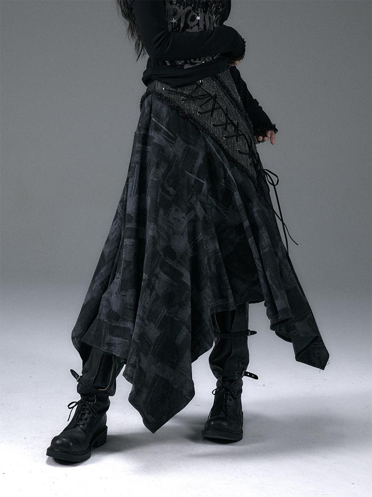 NO ROMANCE Urban Punk Rock Studded Asymmetrical Long Dresses