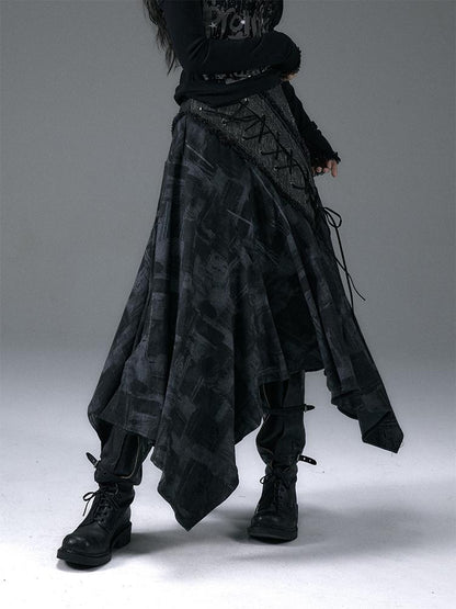 NO ROMANCE Urban Punk Rock Studded Asymmetrical Long Dresses