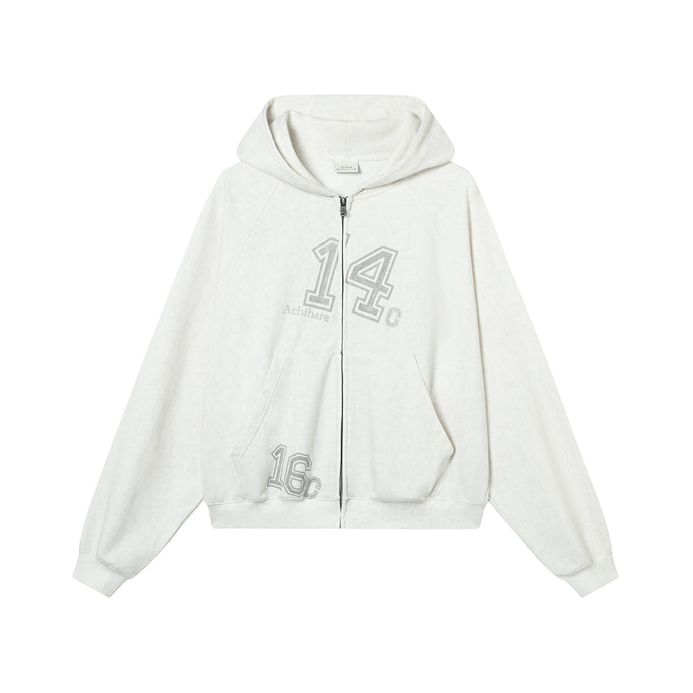Achihara Renaissance Washed Hoodie V-Neck T-Shirt Long-Sleeve