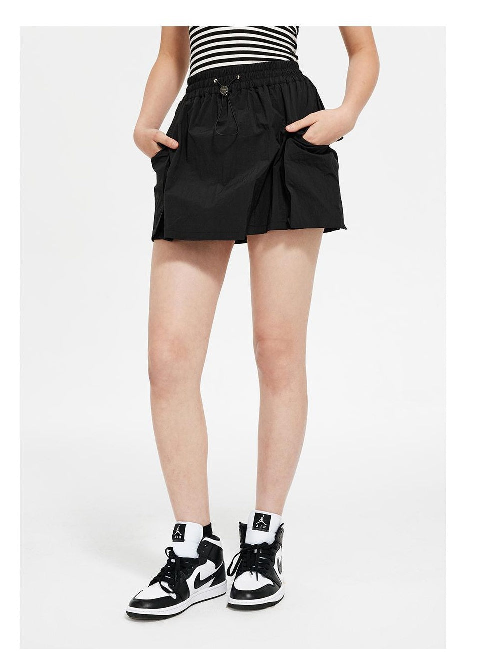 Utility Nylon Mini Skirt with 3D Pockets