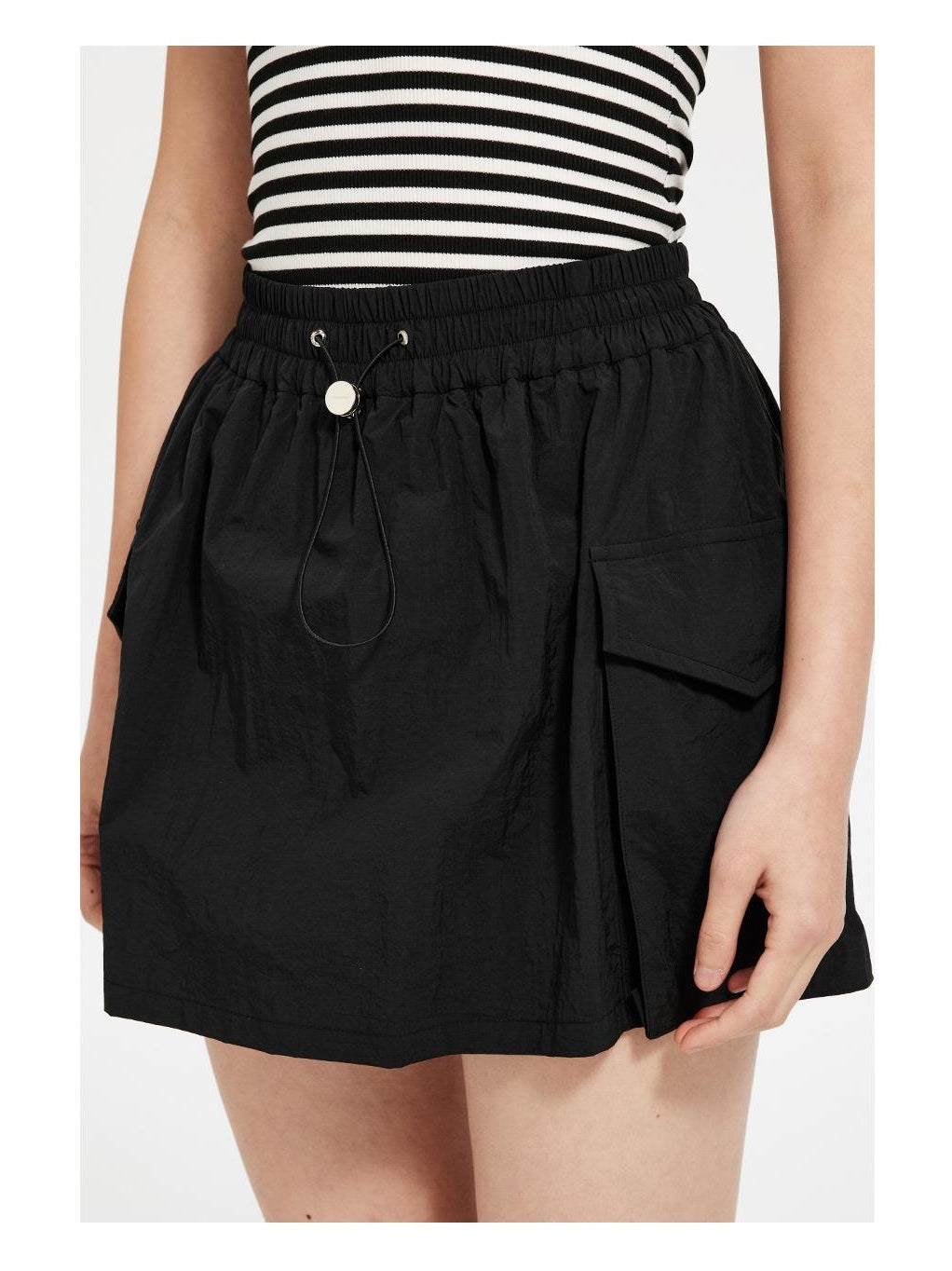 Utility Nylon Mini Skirt with 3D Pockets