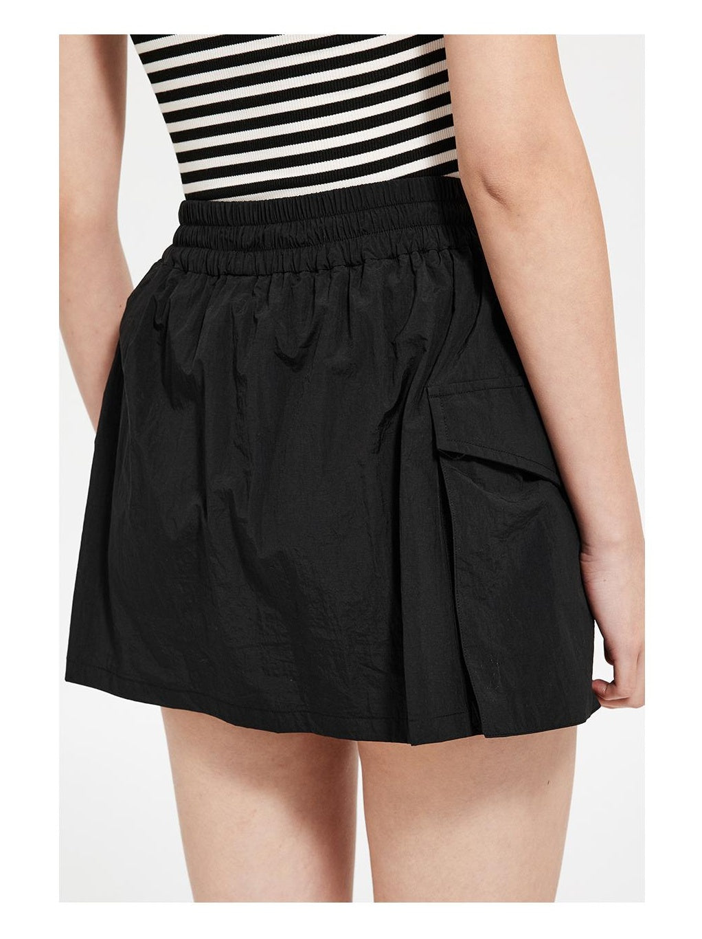 Utility Nylon Mini Skirt with 3D Pockets