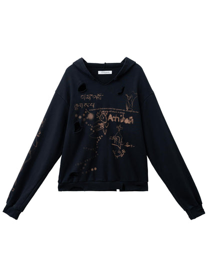 Achihara Utopia Distressed Hoodie