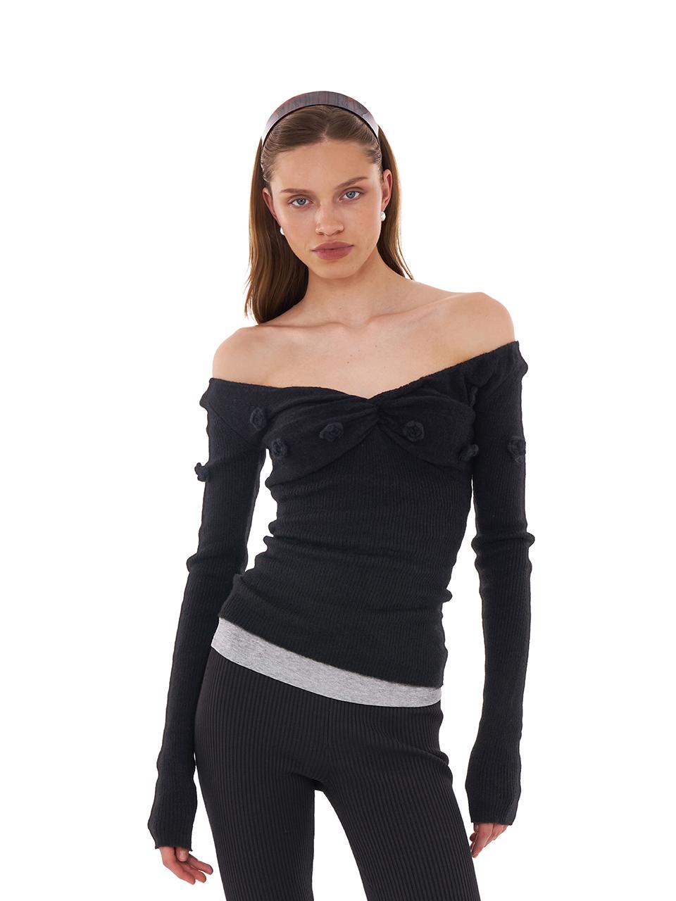 SweetChilling V-Neck 3D Hand-Knit Embroidered Sweater