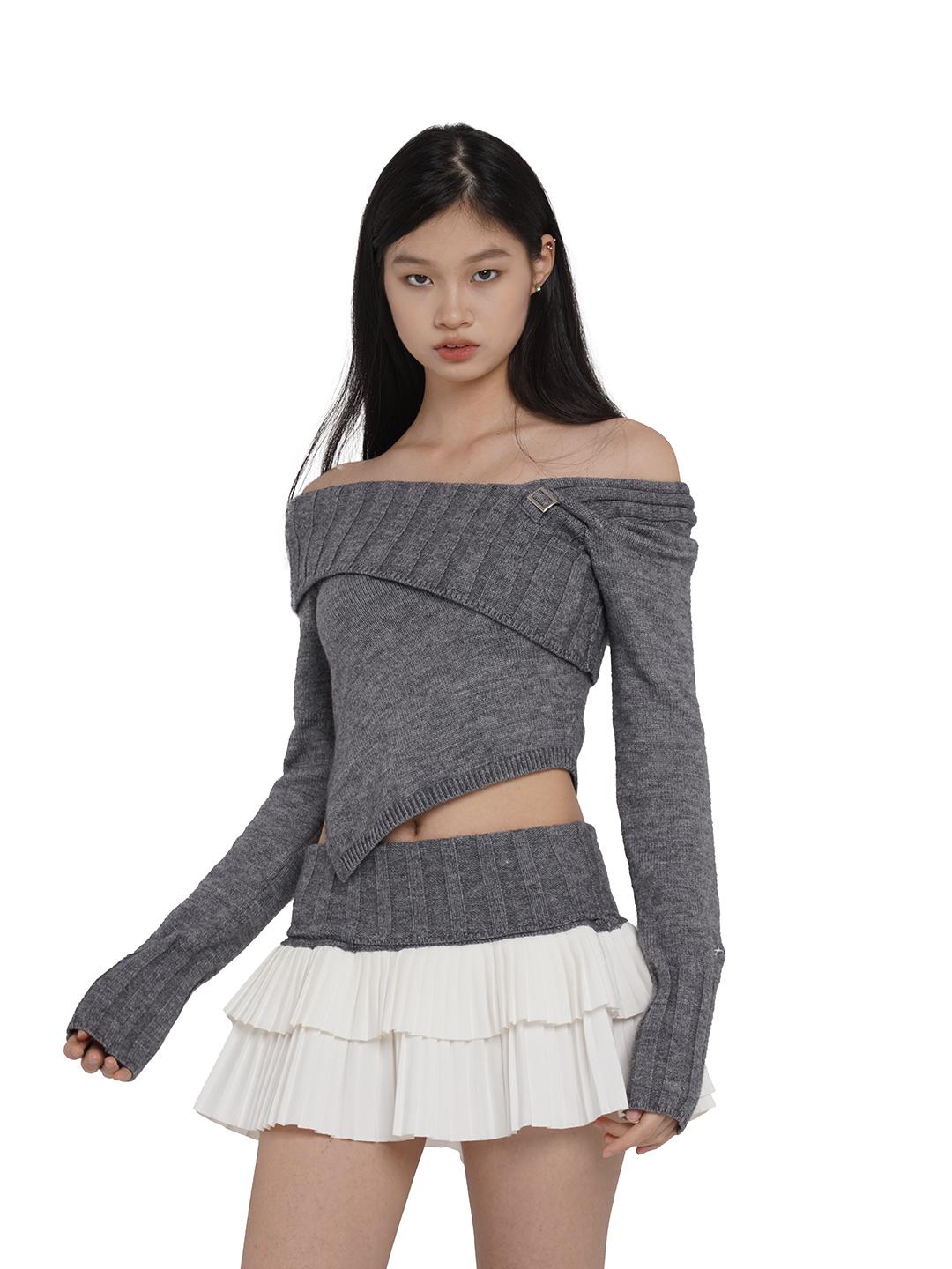 SweetChilling V-Neck Knit Sweater &amp; Layered Pleated Skirt Set For Women