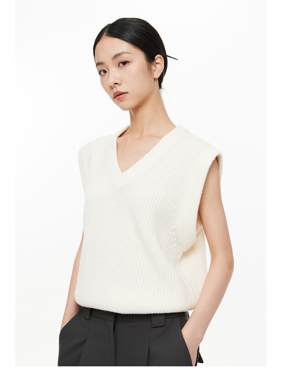 V-Neck Knit Vest Sweater