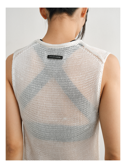 V-Neck Mesh Knit Vest