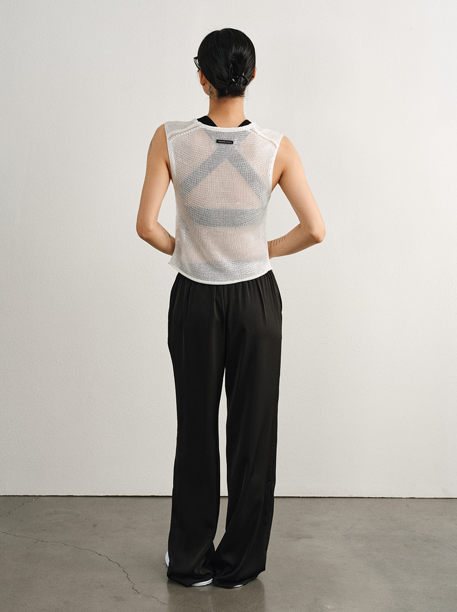 V-Neck Mesh Knit Vest