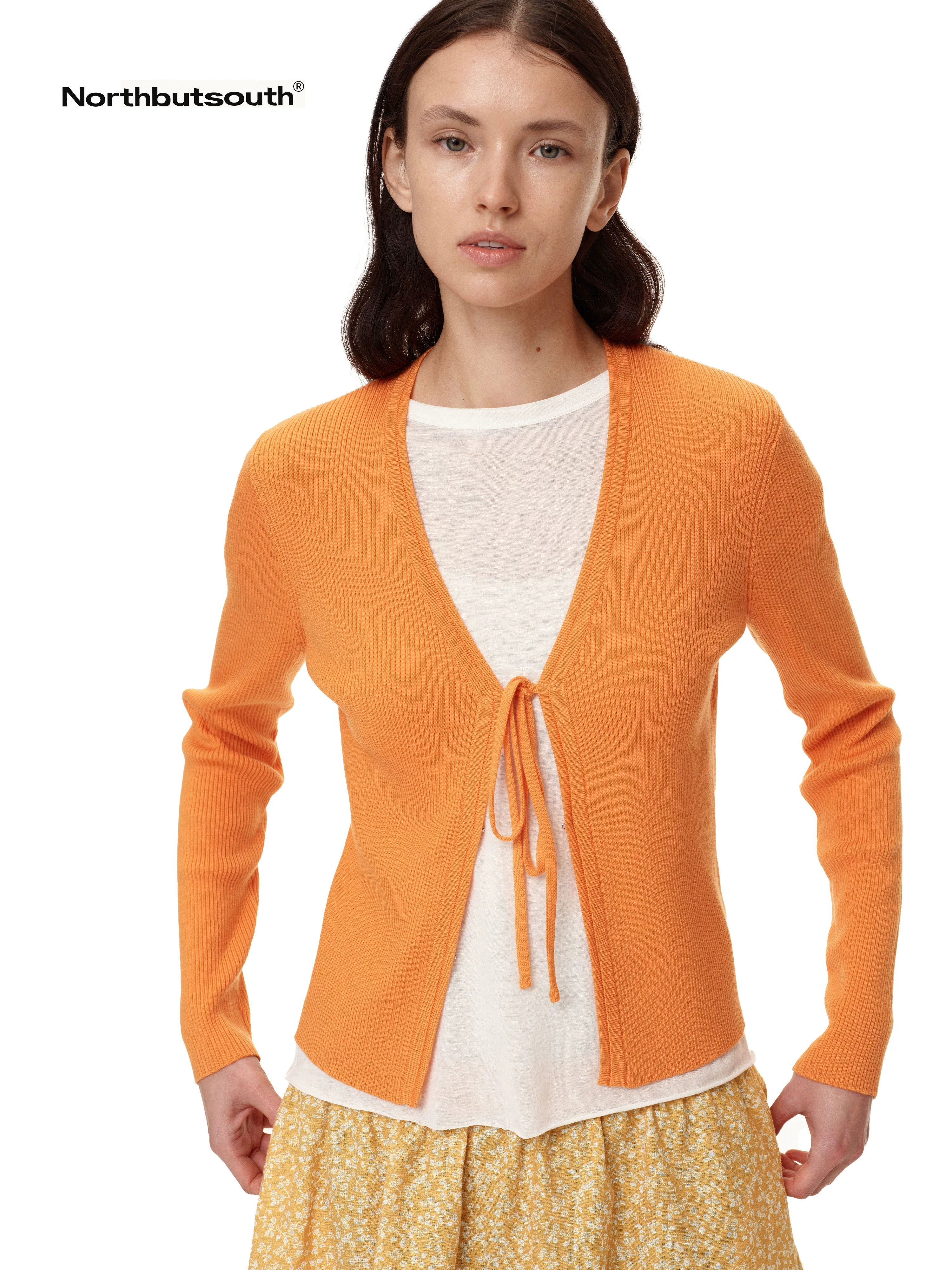 V-Neck Tied Wool Cardigan