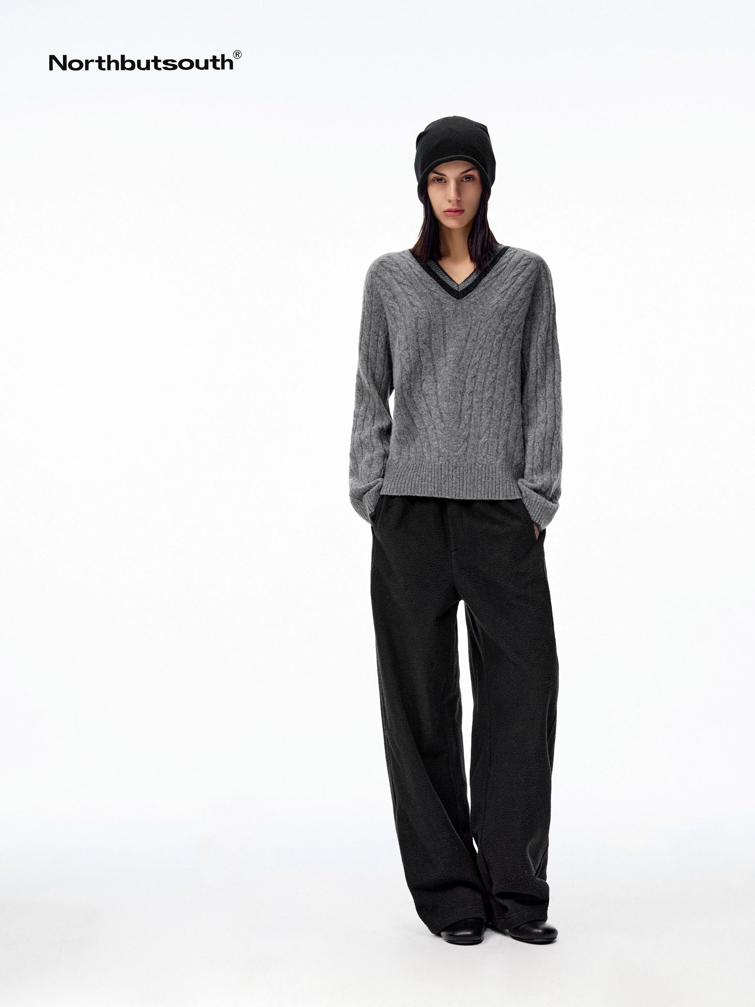 V-neck Colorblock Loose Women&