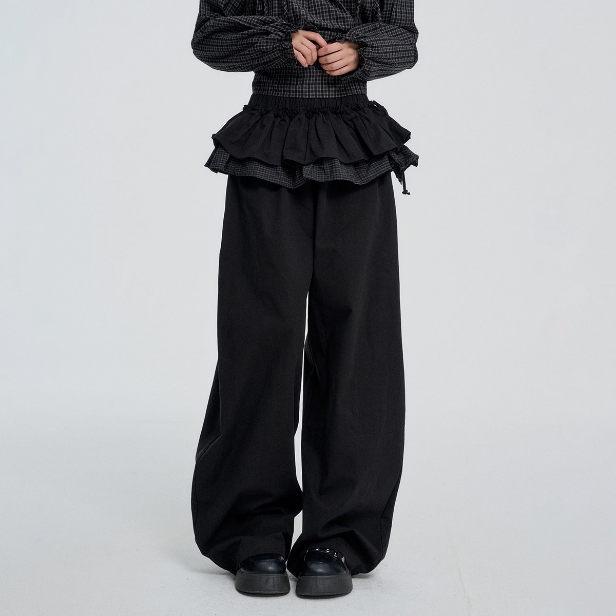 VEEMIX_Black_Colorblock_Layered_Skirt_Hem_Women&