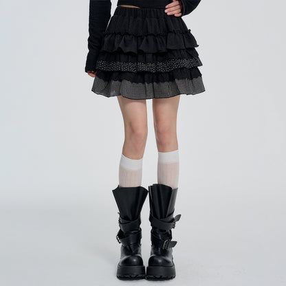 VEEMIX_Black_Tiered_Ruffle_Pleated_High_Waist_Women&