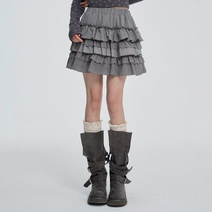 VEEMIX_Black_Tiered_Ruffle_Pleated_High_Waist_Women&