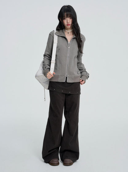 VEEMIX Cropped Zip Utility Women&