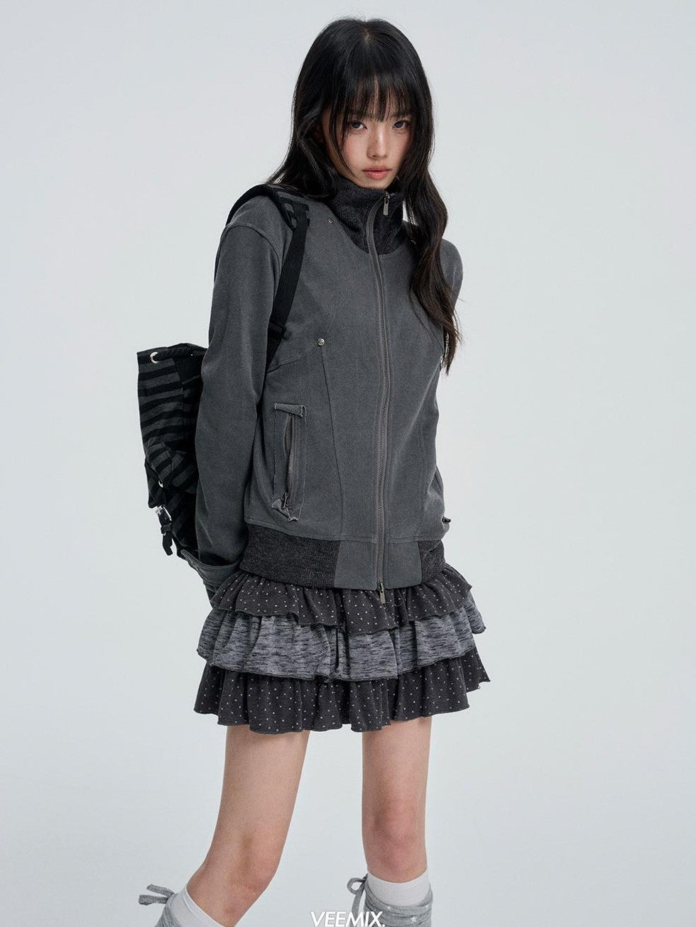 VEEMIX Cropped Zip Utility Women&