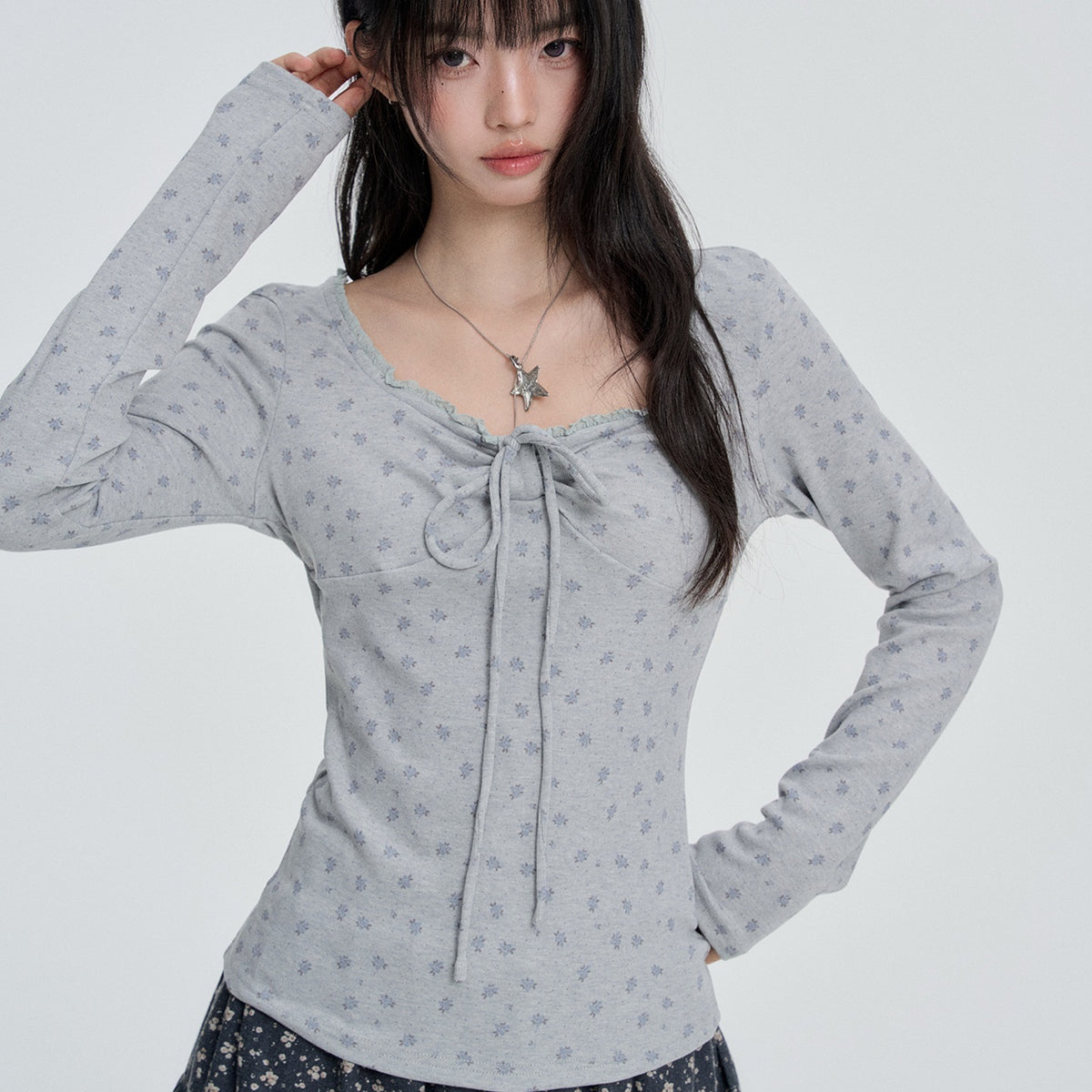 VEEMIX_Floral_Lace_Trim_Slim_Fit_Round_Neck_Women&