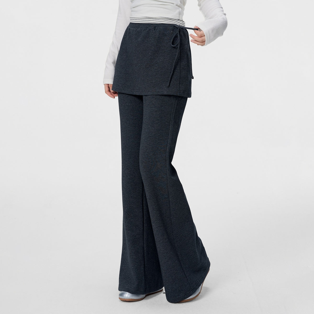 VEEMIX_Gray_Layered_Look_Straight_Leg_Drawstring_High_Waist_Women&