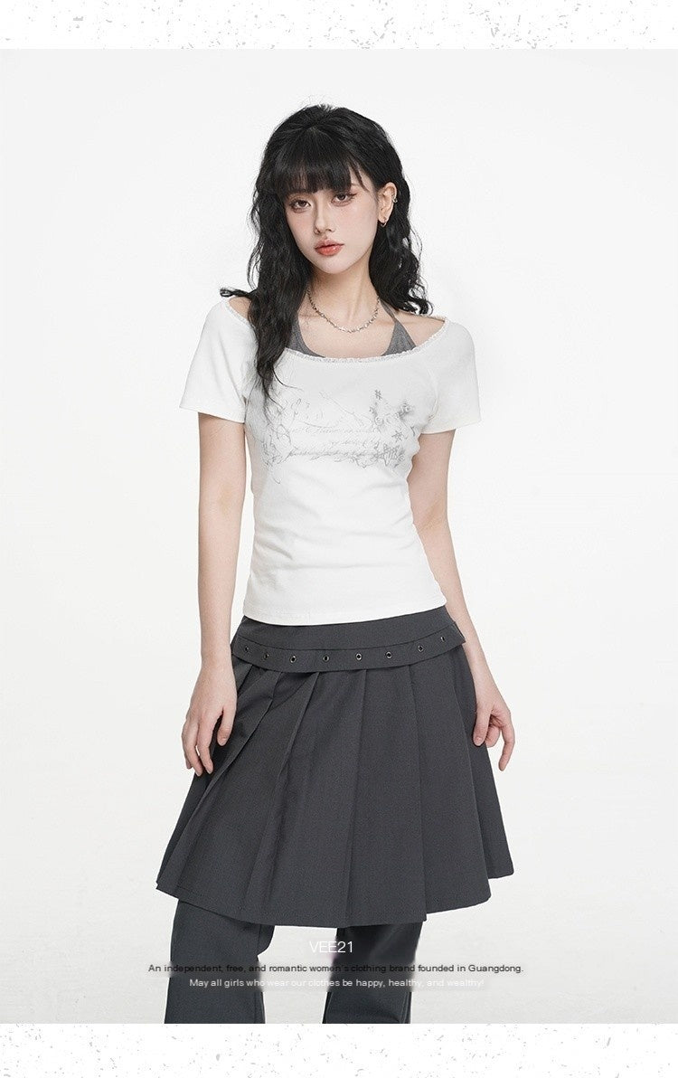 VEEMIX_Gray_Print_Lace_Faux_Layered_Halter_Slim_Fit_Women&