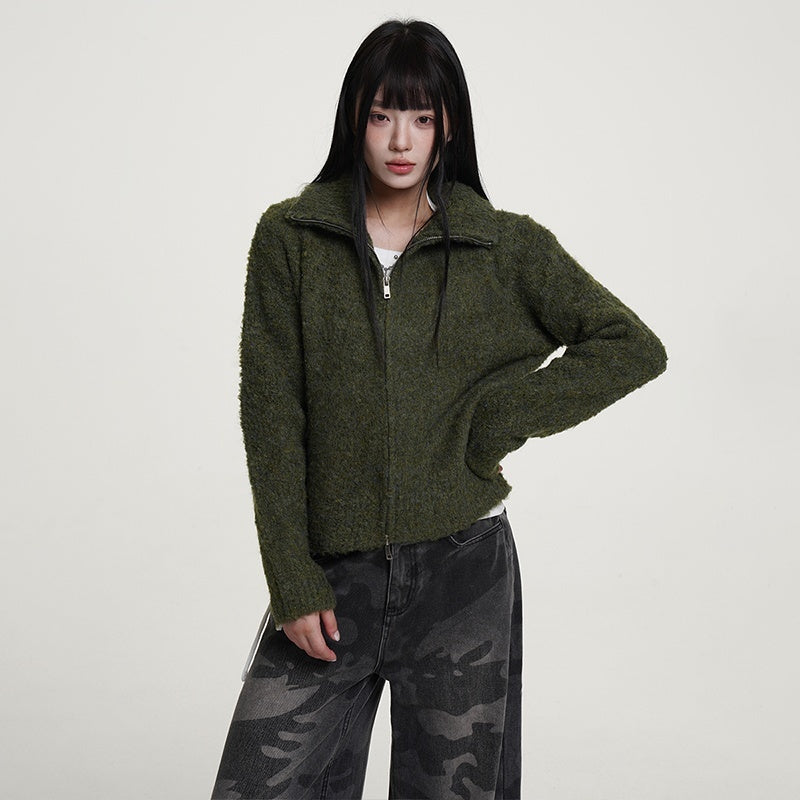 VEEMIX_Gray_Zip_Up_Stand_Collar_Thick_Knit_Women&
