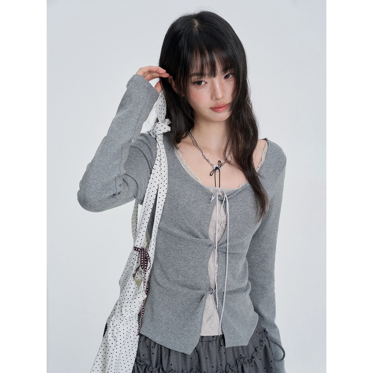 VEEMIX_Lace_Layered_Look_Solid_Color_Women&