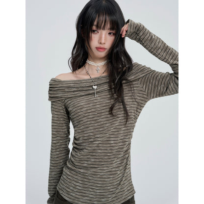 VEEMIX_Off_Shoulder_Striped_Rhinestone_Slim_Fit_Women&