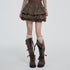 VEEMIX_Plaid_Ruched_Bubble_Hem_Hollow_Out_High_Waist_Women&