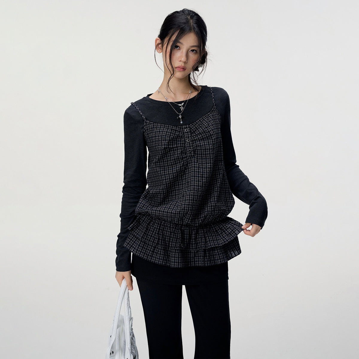 VEEMIX_Plaid_Two_Piece_Cotton_Slim_Fit_Women&