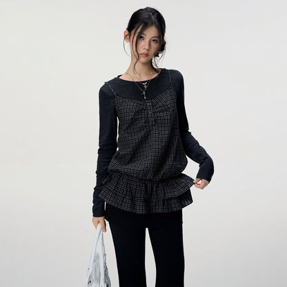 VEEMIX_Plaid_Two_Piece_Cotton_Slim_Fit_Women&