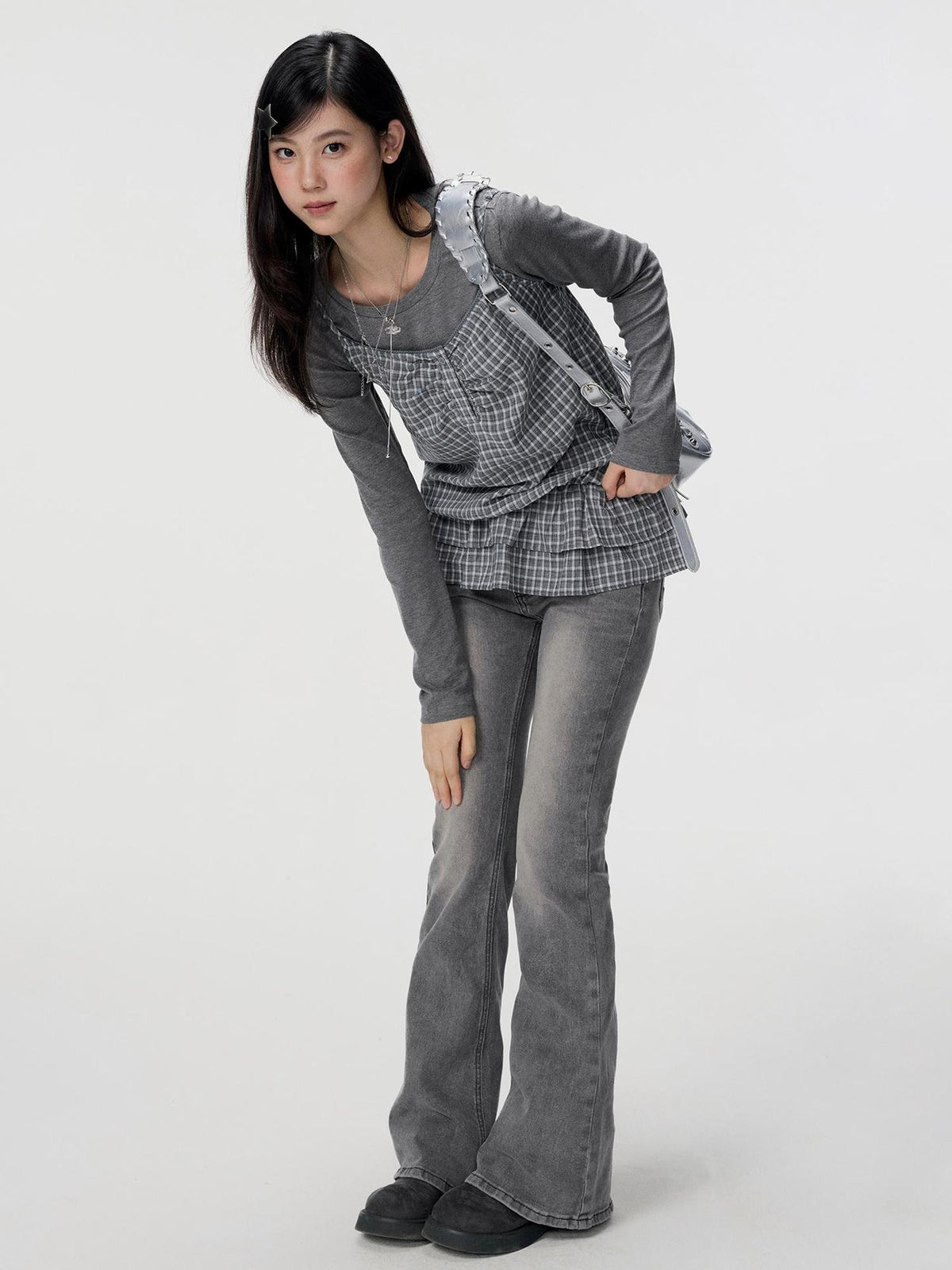 VEEMIX Plaid Two Piece Cotton Slim Fit Women&