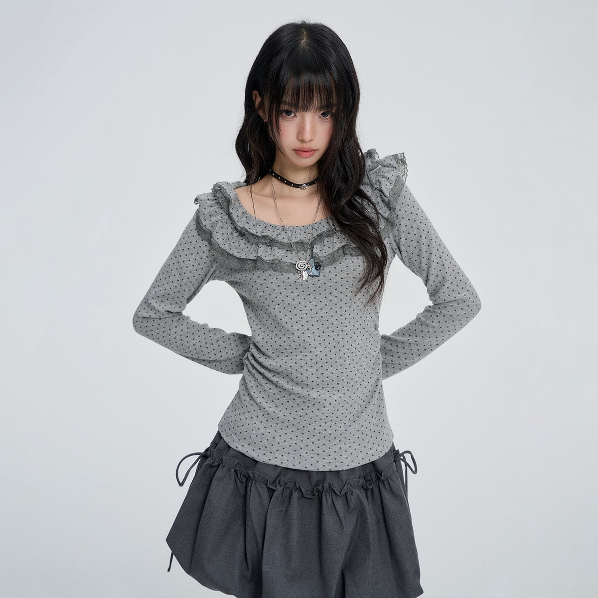VEEMIX_Polka_Dot_Lace_Ruched_Women&
