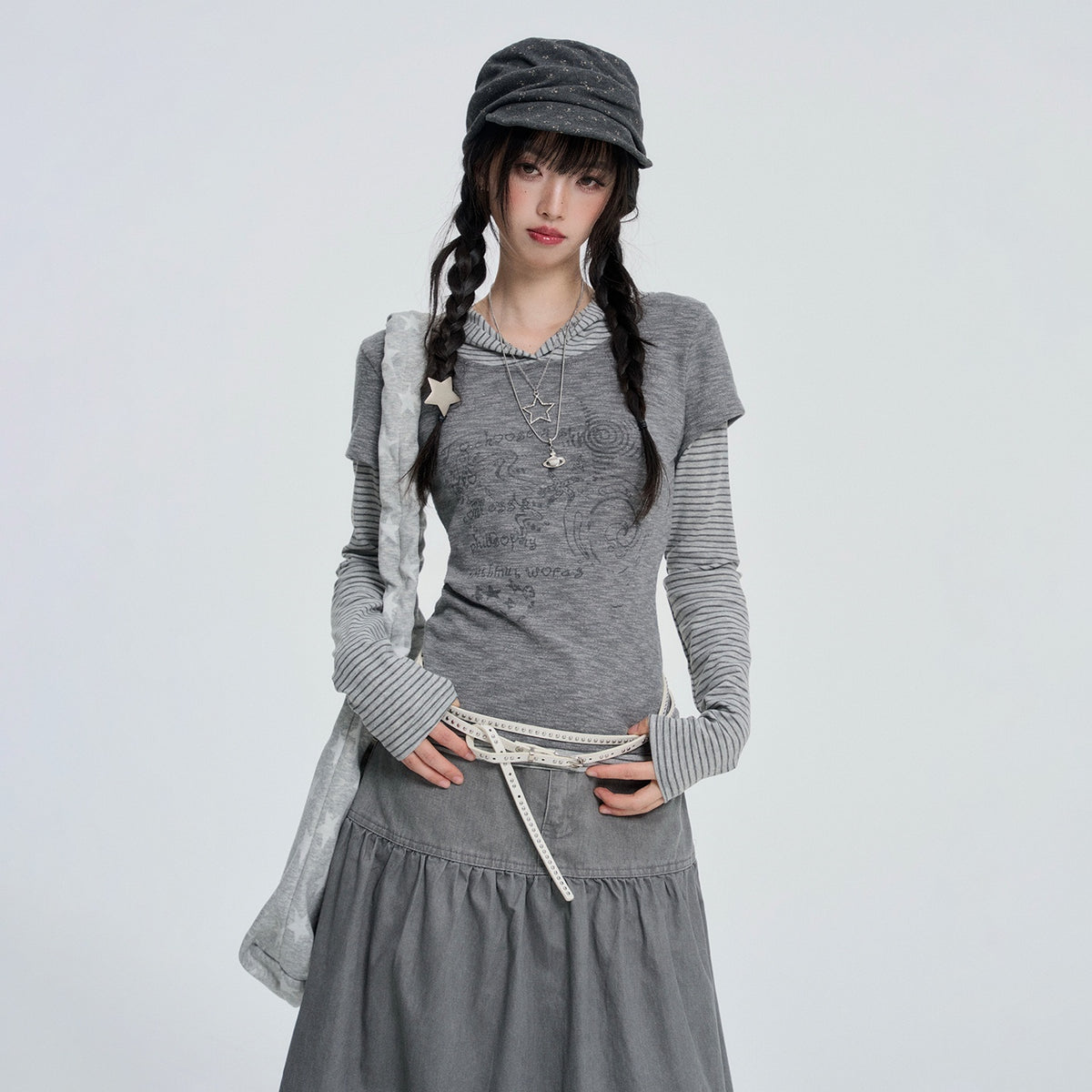 VEEMIX_Striped_Print_Layered_Hooded_Women&