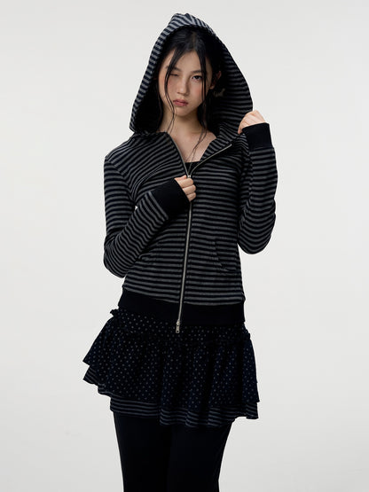 VEEMIX_Striped_Zip_Front_Kangaroo_Pocket_Slim_Fit_Women&