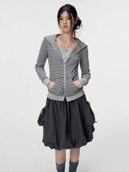 VEEMIX_Striped_Zip_Front_Kangaroo_Pocket_Slim_Fit_Women&